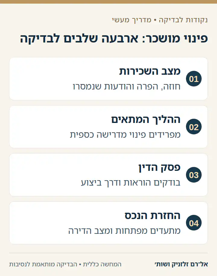 פינוי מושכר: ארבעה שלבים לבדיקה — מצב השכירות, ההליך המתאים, פסק הדין, החזרת הנכס