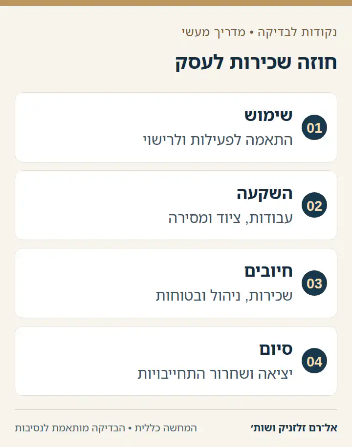 חוזה שכירות לעסק בתרשים ארבעה נושאים