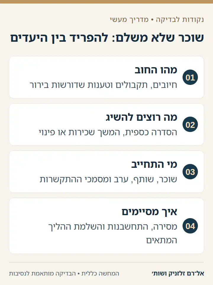 שוכר שלא משלם: להפריד בין היעדים: מהו החוב, מה רוצים להשיג, מי התחייב, איך מסיימים