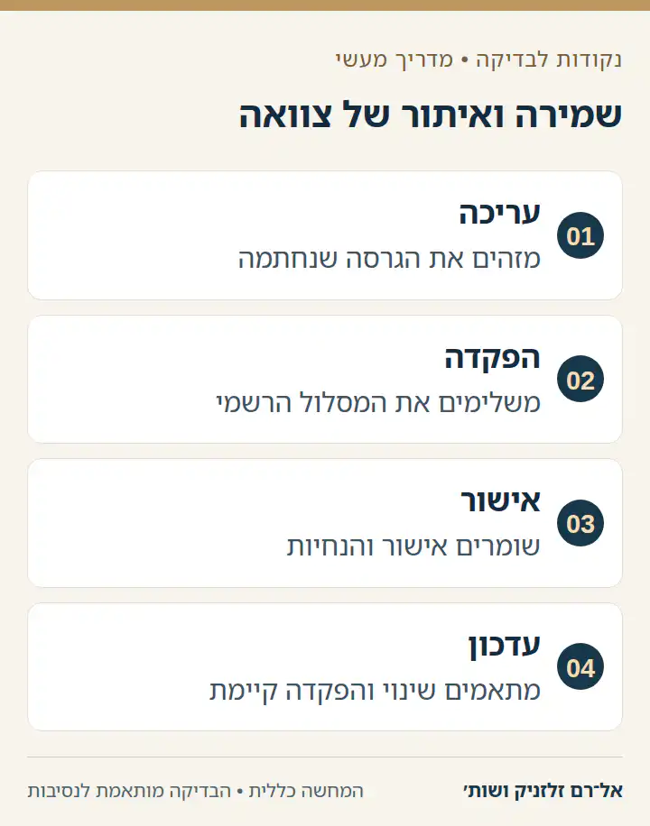 שמירה ואיתור של צוואה בארבעה שלבי בדיקה