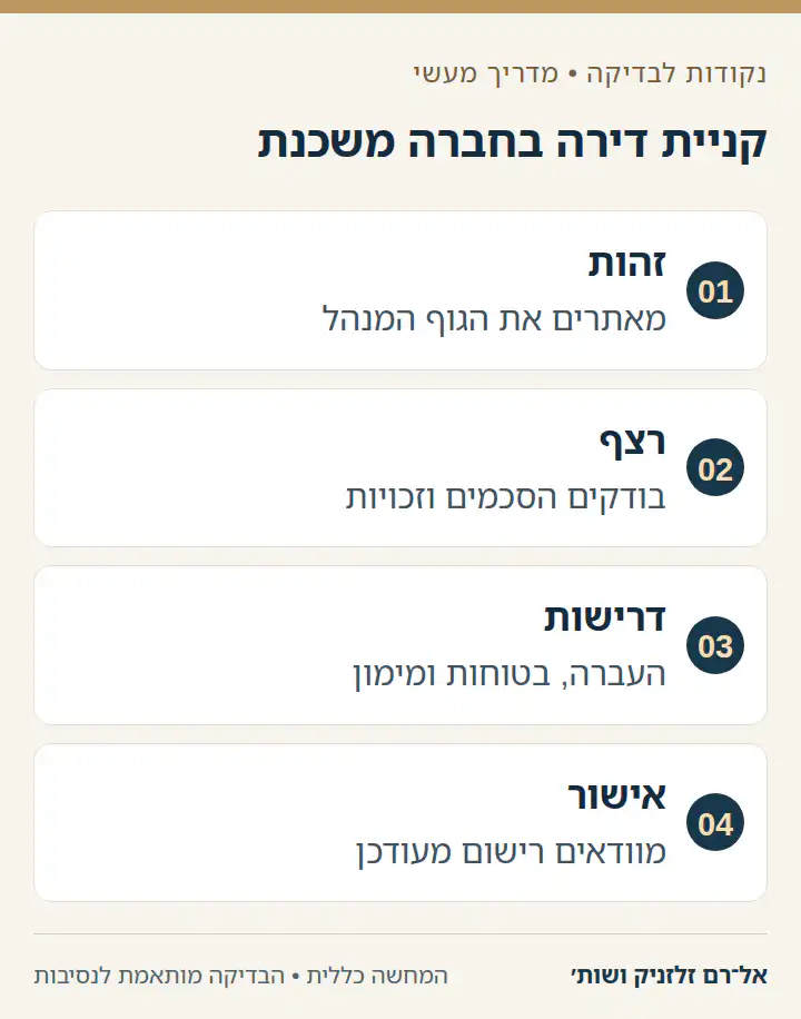 קניית דירה בחברה משכנת בתרשים ארבע בדיקות