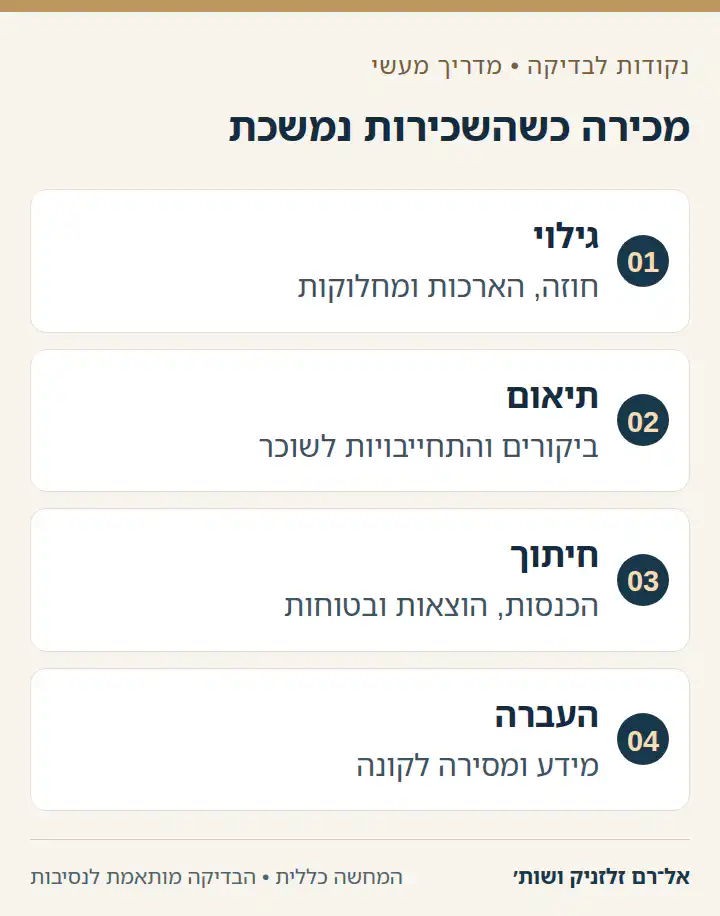 מכירה כשהשכירות נמשכת בתרשים בדיקות מסודר