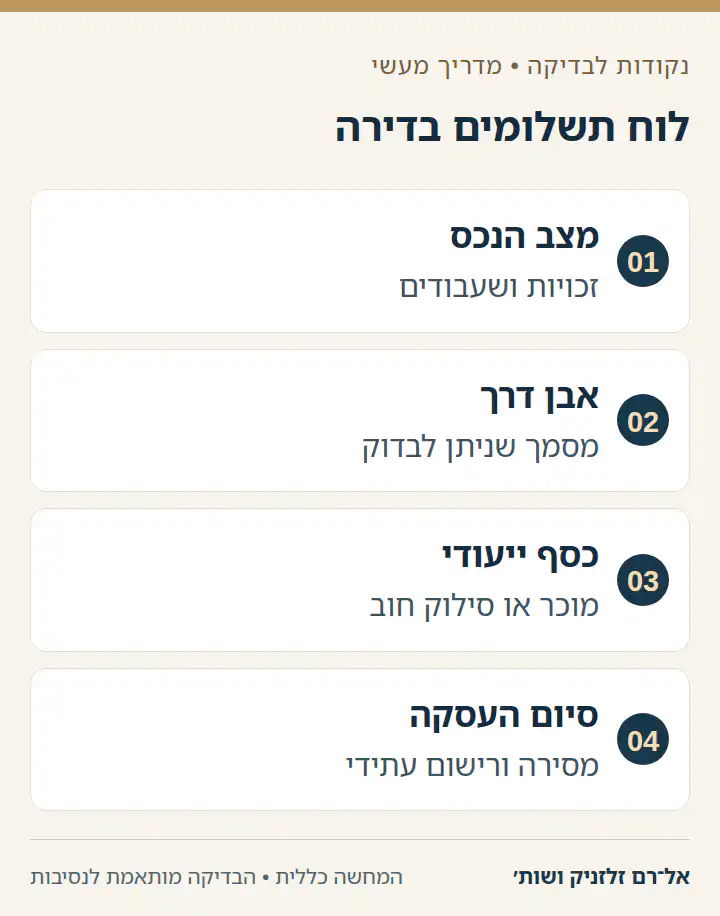 ארבע בדיקות ללוח תשלומים בחוזה מכר דירה