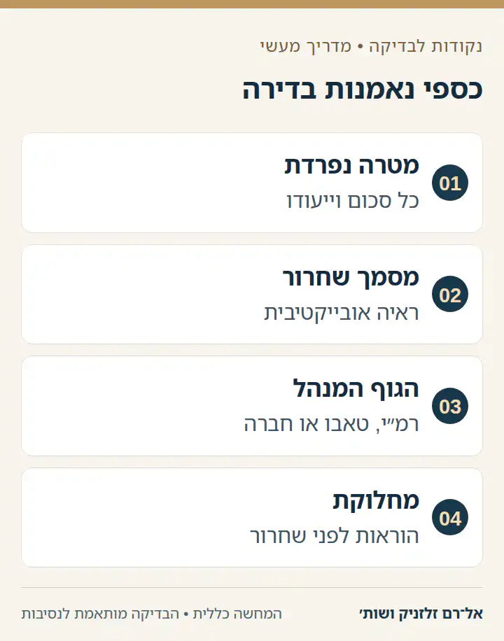 ארבעה רכיבים לכספי נאמנות בעסקת דירה
