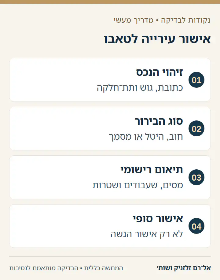 ארבע בדיקות לאישור עירייה לצורך טאבו