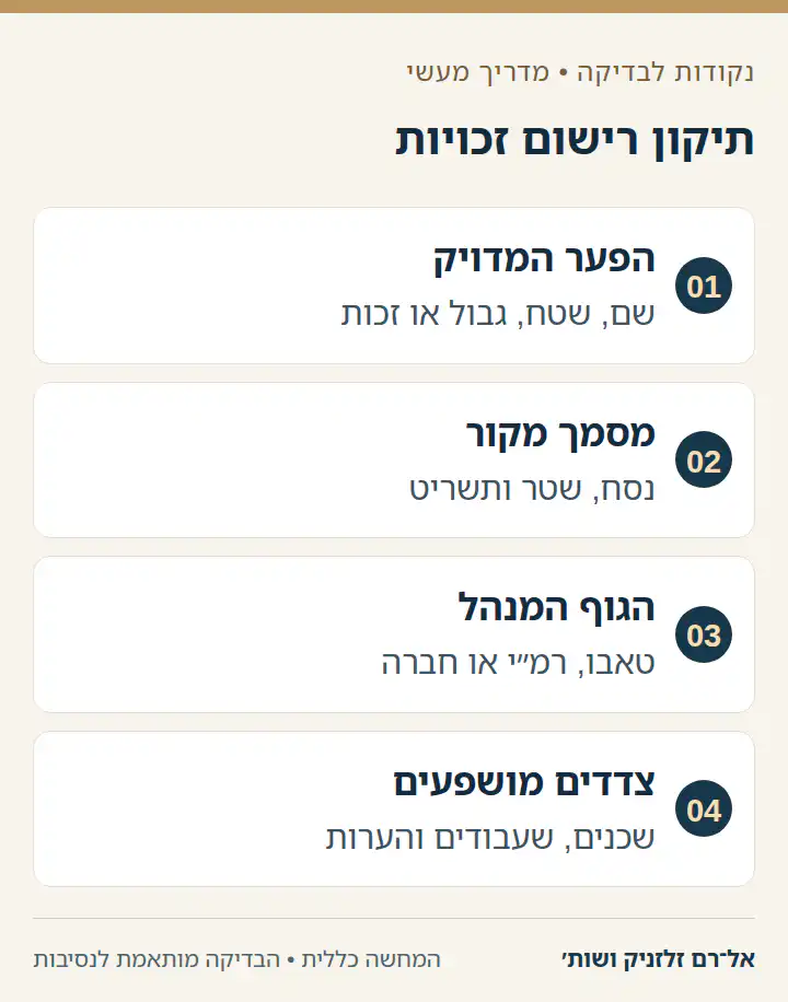 ארבע בדיקות לתיקון טעות ברישום זכויות