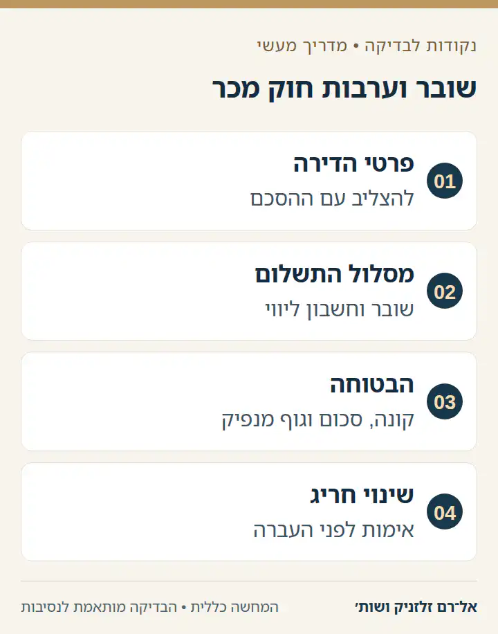 ארבע בדיקות לשובר וערבות חוק מכר