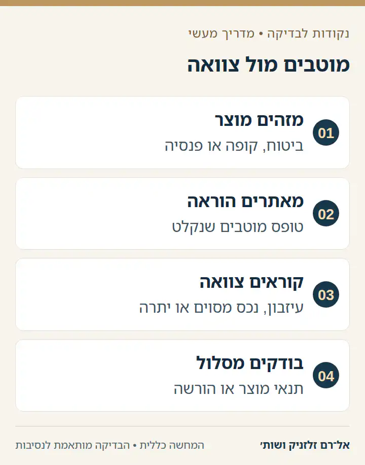 תרשים ארבעה שלבים לבדיקת מוטבים בביטוח ובקופות גמל מול צוואה.