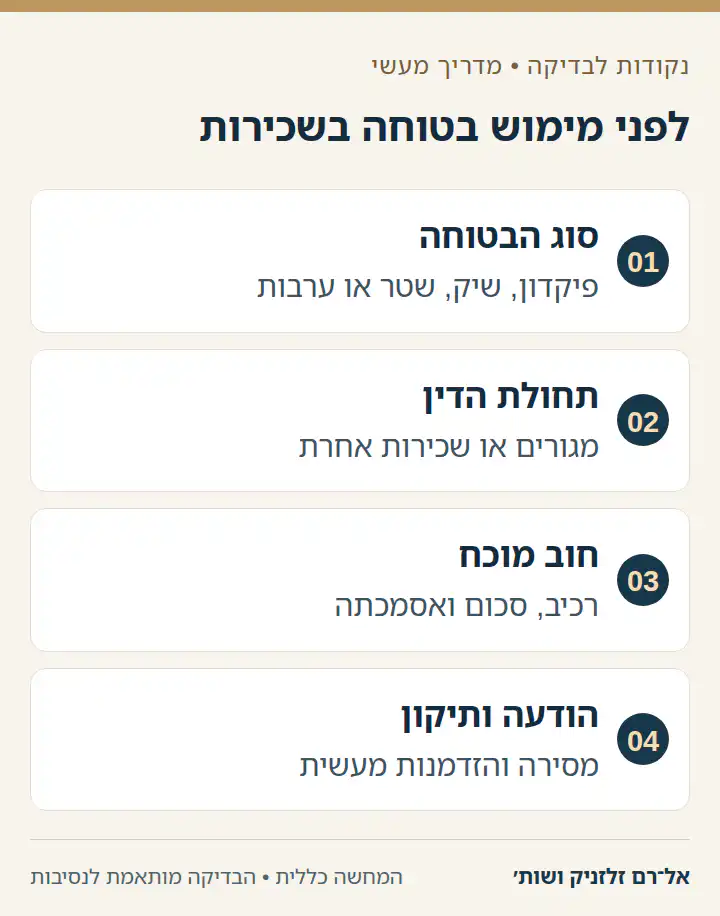 ארבעה שלבים לבדיקת מימוש ערבות ובטוחות בחוזה שכירות