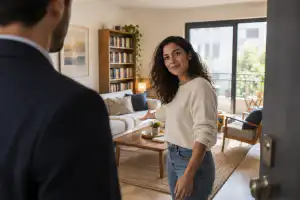 מבט מהכניסה אל דירה שכורה מאוכלסת